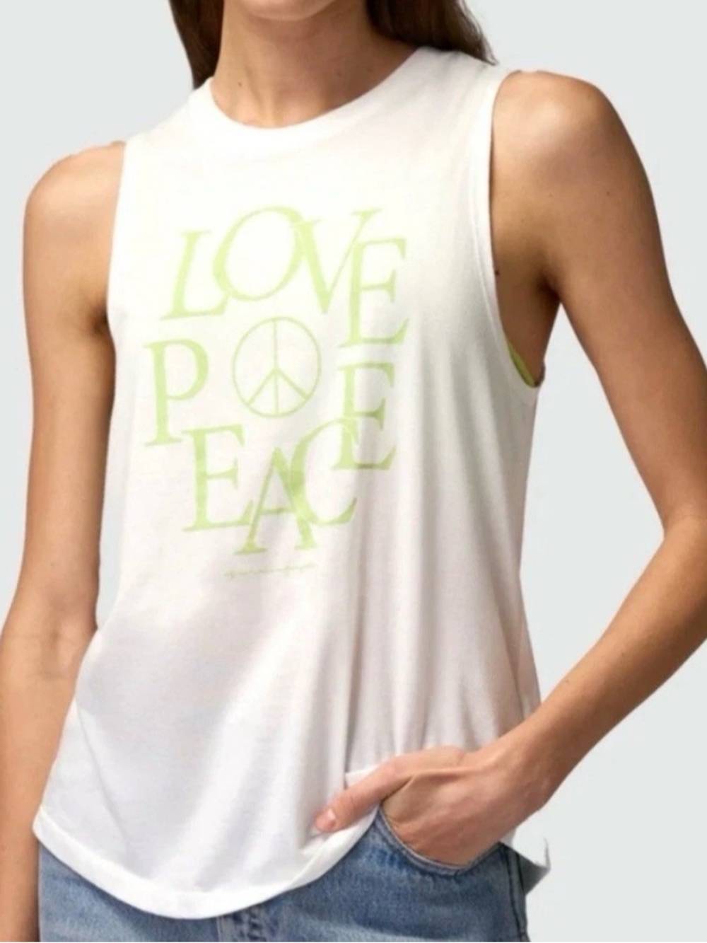 Spiritual Gangster Love Peace Jade Muscle Tank Top Size Medium NEW With Tag